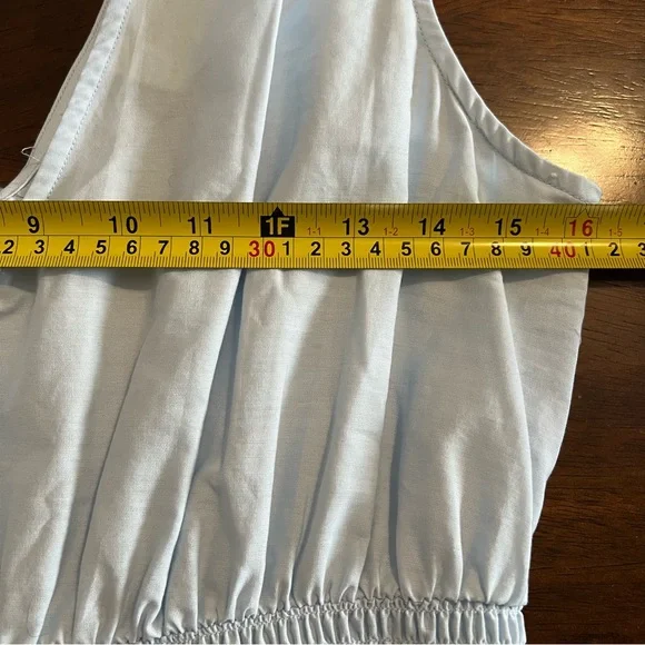 Anthropologie Maeve Tiered Midi Light Blue Cotton Dress with Pockets Size 6 - Picture 9 of 11